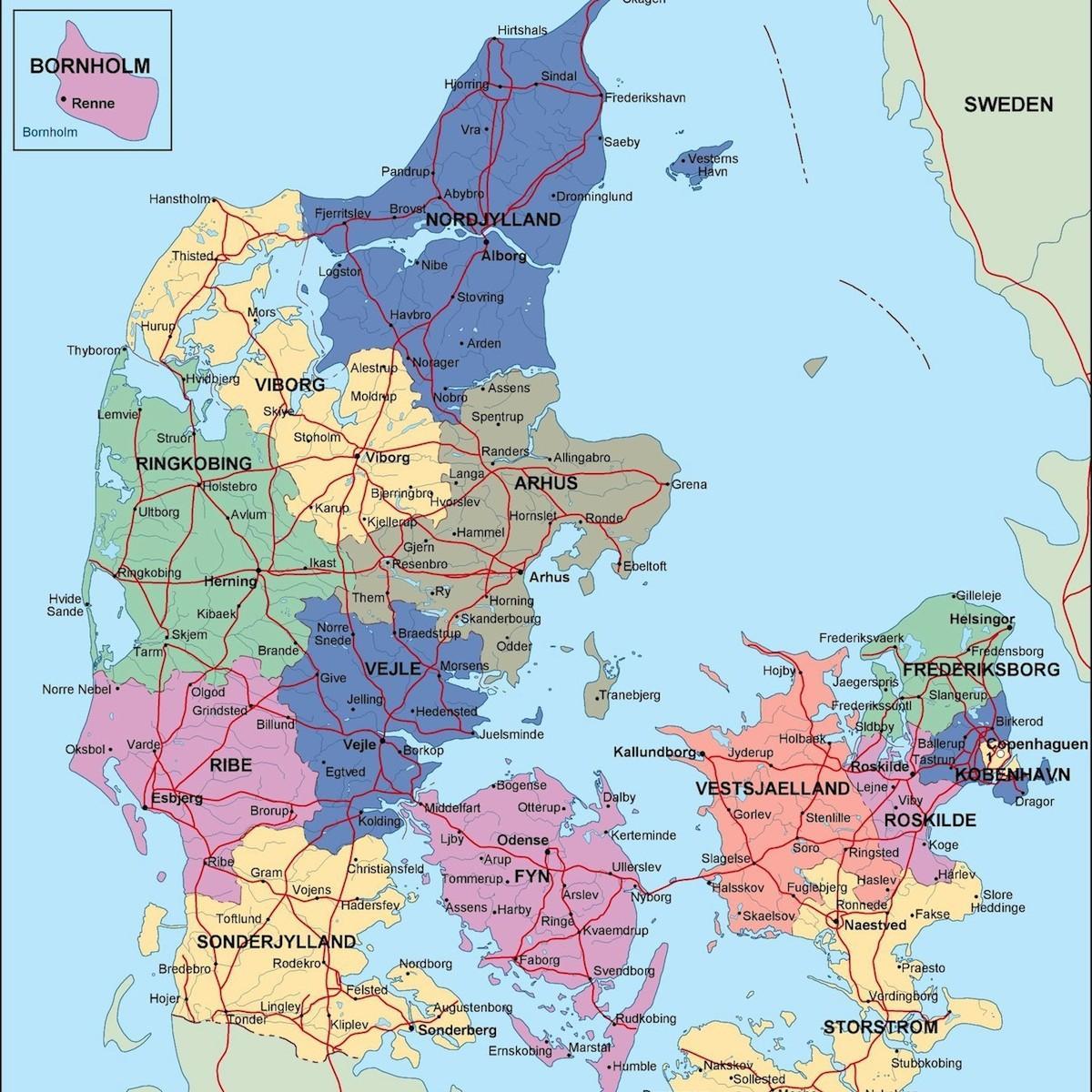 Kart over danmark politiske 