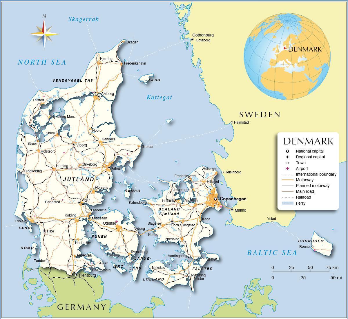 Kart over danmark porter