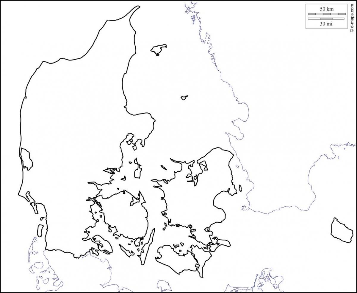 Kart over danmark omrisset