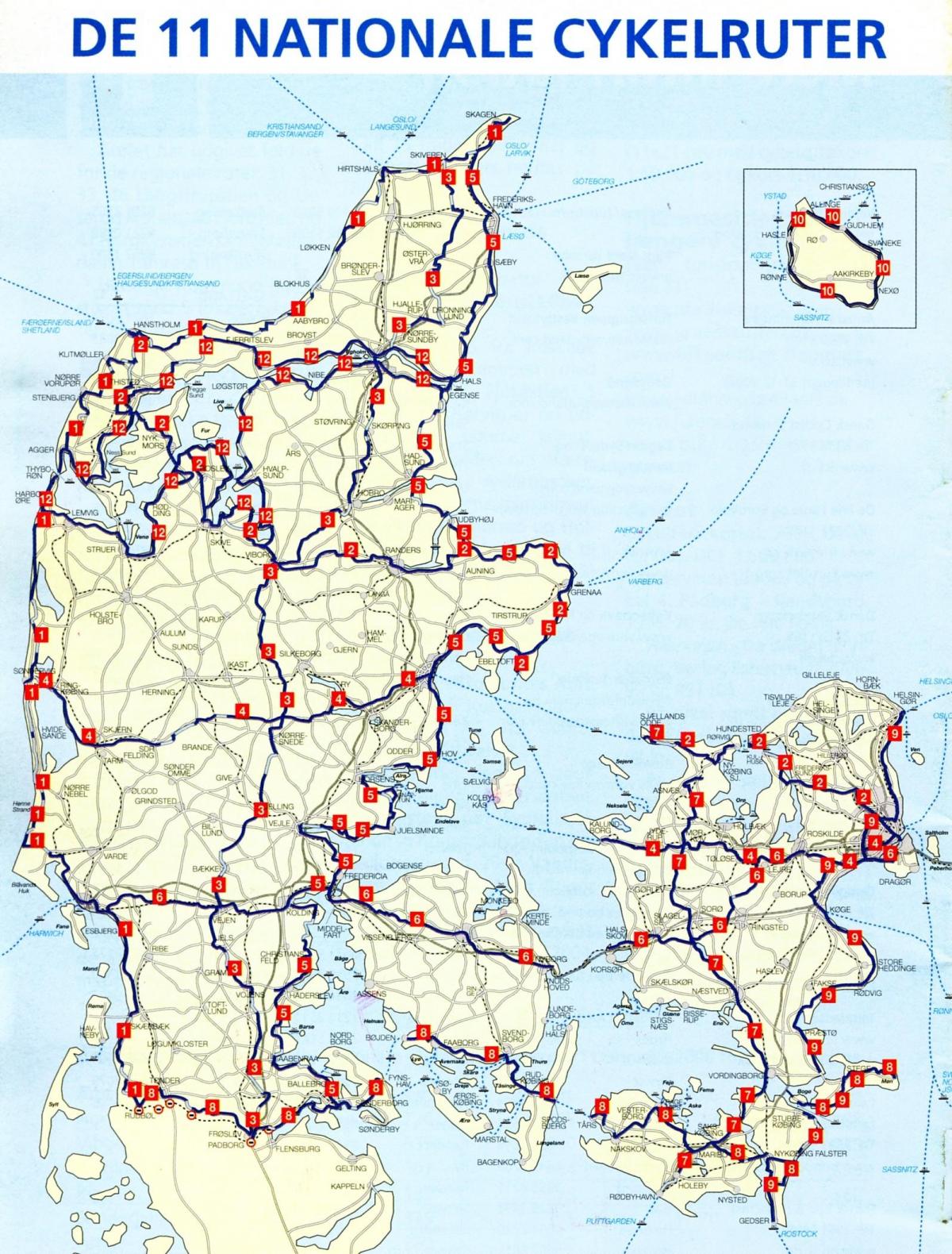 danmark nasjonale sykkelruter kart