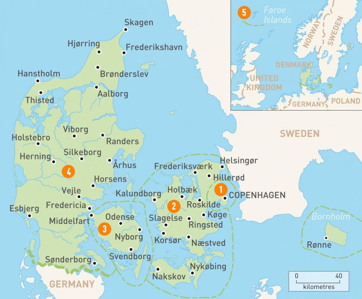 Kart over danmark-øyene