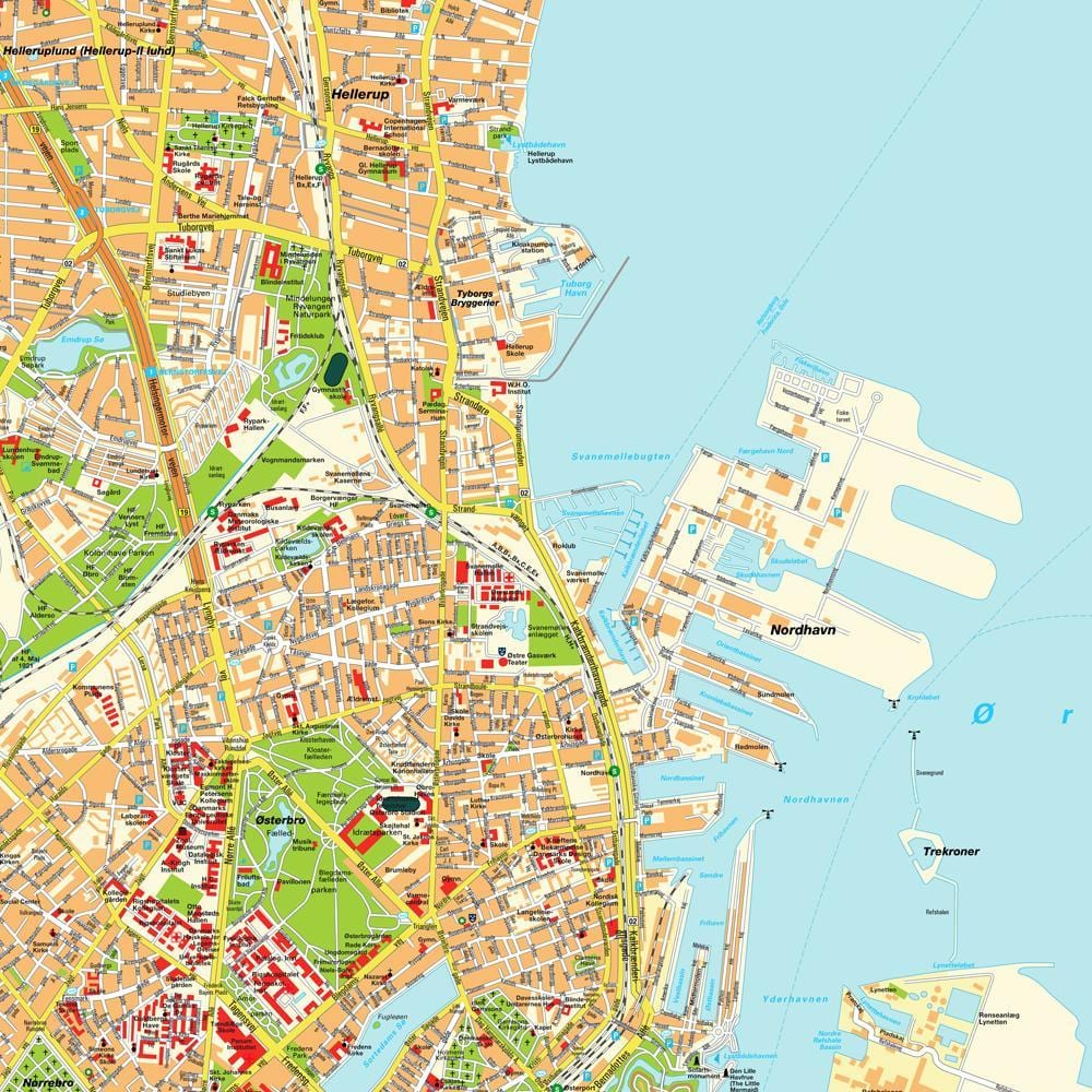 Kart over københavn, danmark