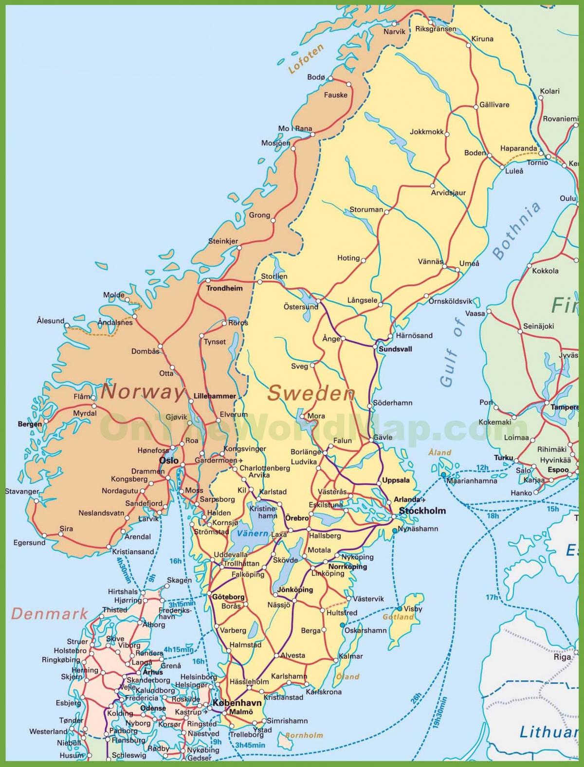 kart over danmark og norge