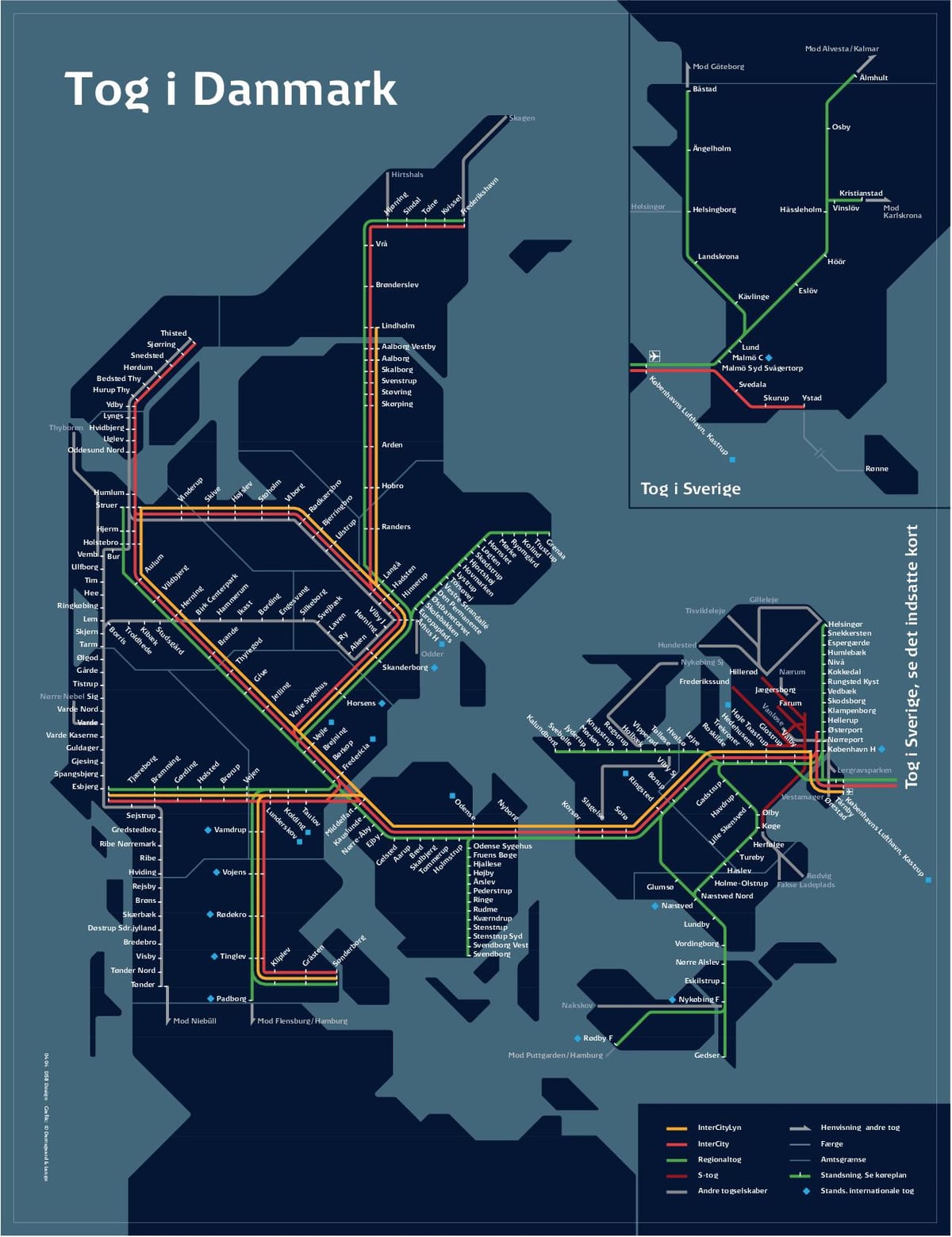 Kart av tog københavn, danmark