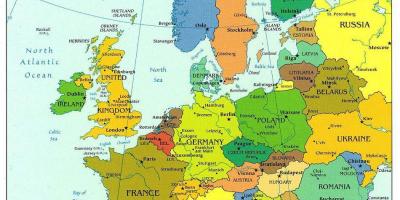 Kart over europa som viser danmark